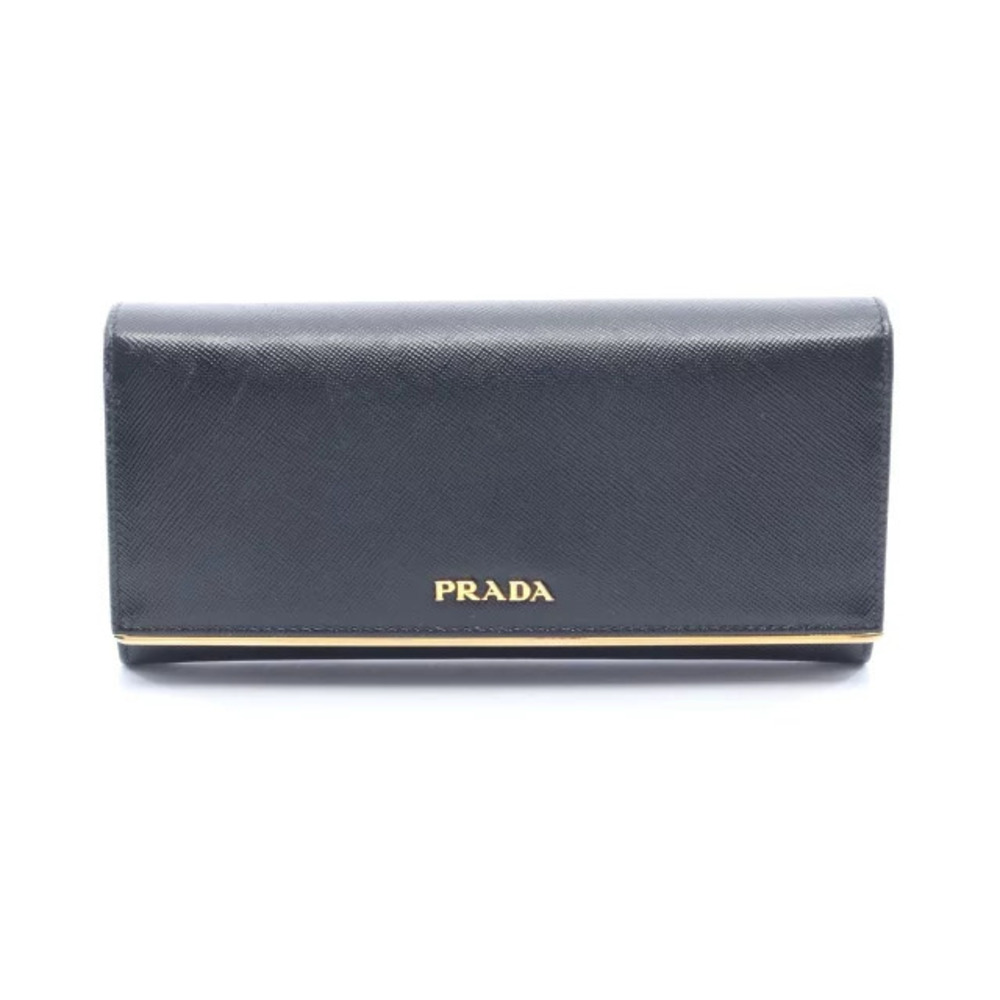 Prada bi fold long wallet Saffiano leather black
